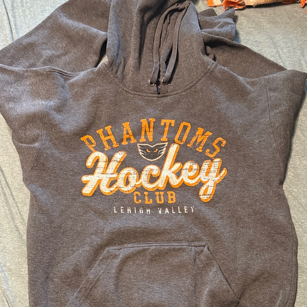 J. America Charcoal Hoodie with Orange and White Design